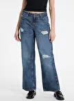 شلوار جین راکسد فیت زنانه Guess Jeans سرمه‌ای