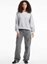 سویشرت زنانه Guess Jeans طرح چاپی طوسی