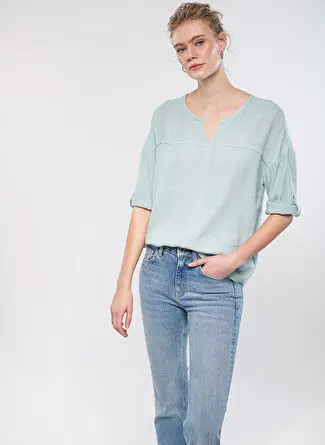 بلوز زنانه یقه پیراهنی سبز Mavi مدل M121357-70808