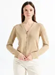 Lauren Ralph Lauren کاپشن زنانه یقه گرد استاندارد رنگ شتری 200971350