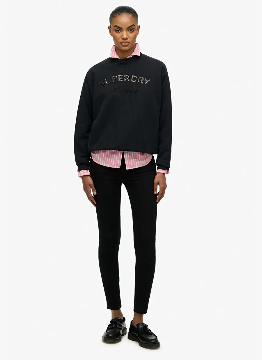 Superdry زنانه مشکی طرح چاپی استاندارد سویشرت W2012455A