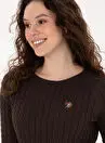 U.S. Polo Assn. زنانه کاپشن قهوه ای یقه قایقی اسلیم فیت مدل MERY-BSK25