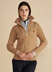 Brooks Brothers بافت زنانه کرم رنگ با یقه باتیو مدل استاندارد