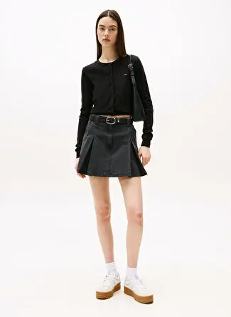 Tommy Jeans هودی زنانه مشکی با گلدوزی استاندارد یقه گرد مدل DW0DW20976BDS