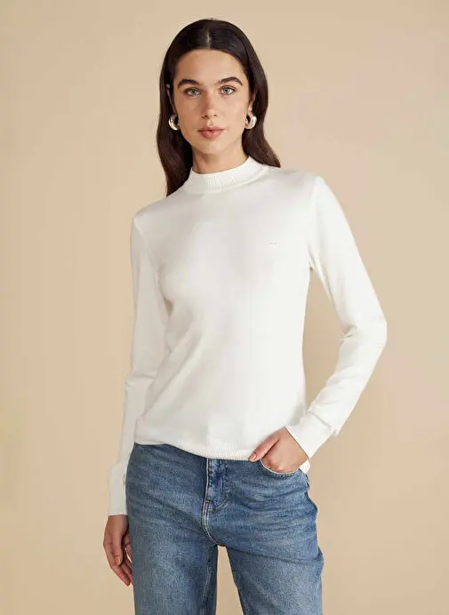 Brooks Brothers اکرو زنانه یقه اسکی نیمه مدل استاندارد فیت