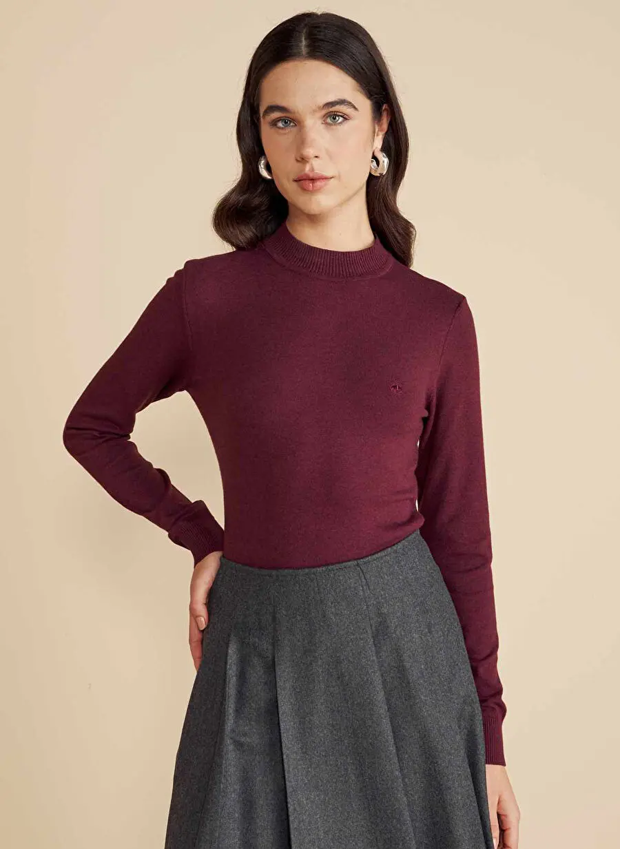 Brooks Brothers بوردو زنانه نیمه یقه اسکی فیت استاندارد