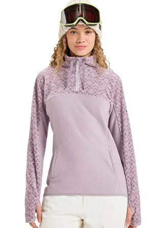 سویشرت زنانه Quiksilver ERJFT04831-SAYNA HALF ZIP یقه ایستاده طرح دار ارغوانی