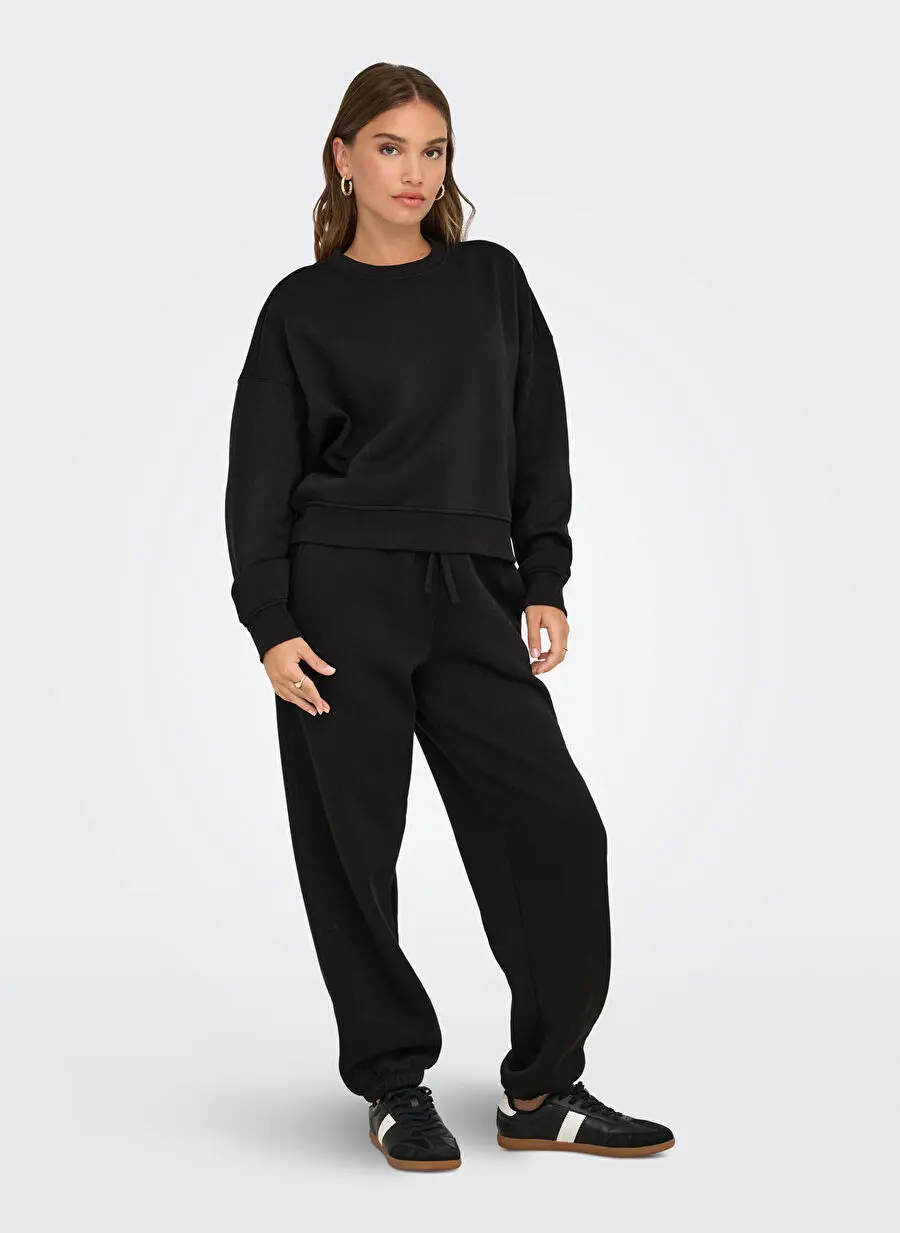 ONLY زنانه سویشرت یقه گرد آستین بلند مشکی مدل L/S CREW NECK SWT NOOS