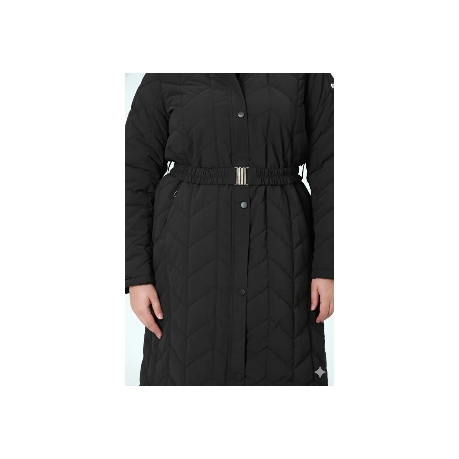مانتو کاپشن زنانه سایز بزرگ Meralcan Kaddın مدل Nova پارچه کویلتی شده آستردار