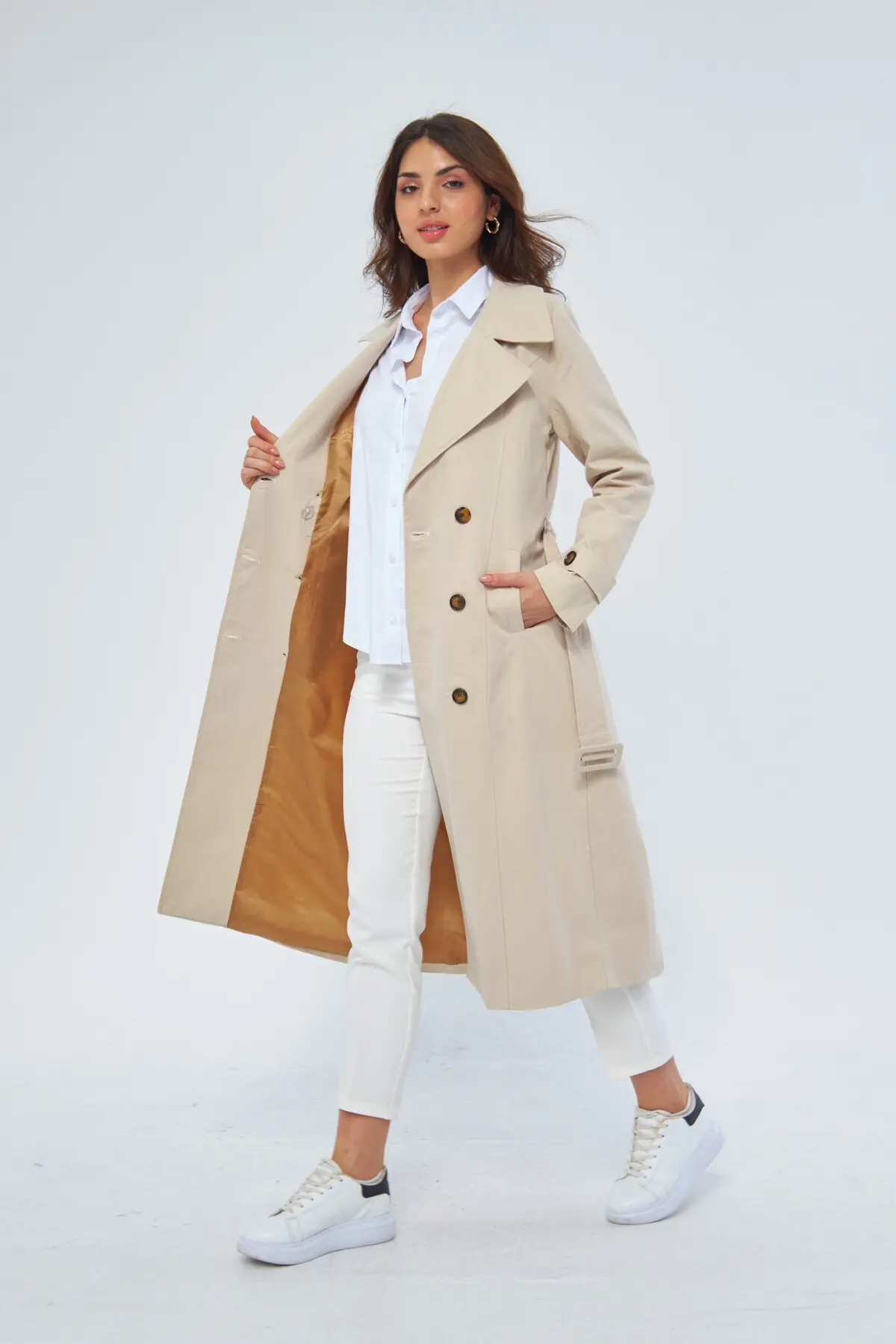 پالتو زنانه %100 پنبه اکسترا لانگ (120 سانتی‌متر) کروازه مدل 1121