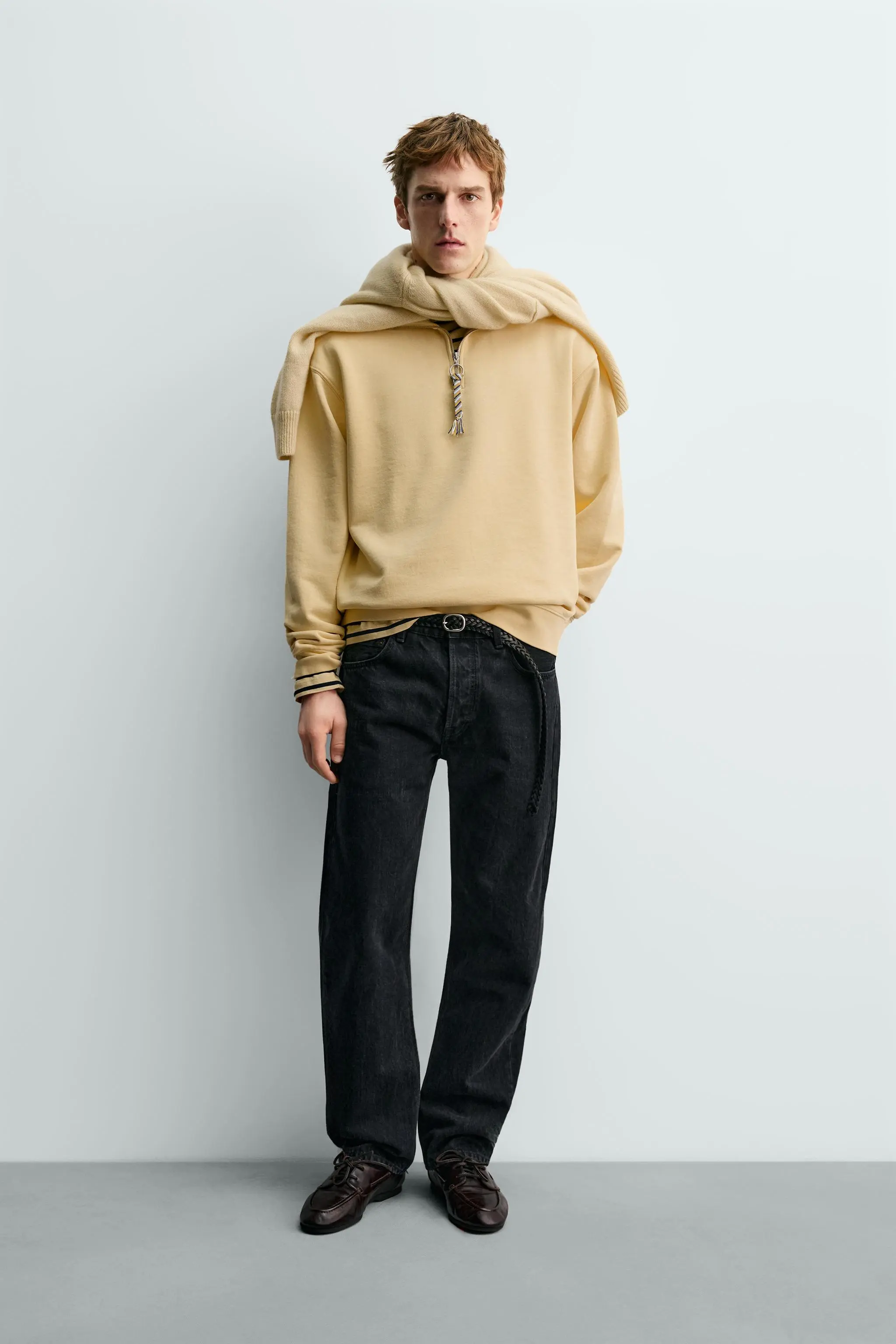 AARON LEVINE X ZARA سویشرت یقه دار با زیپ و نوار بافتنی