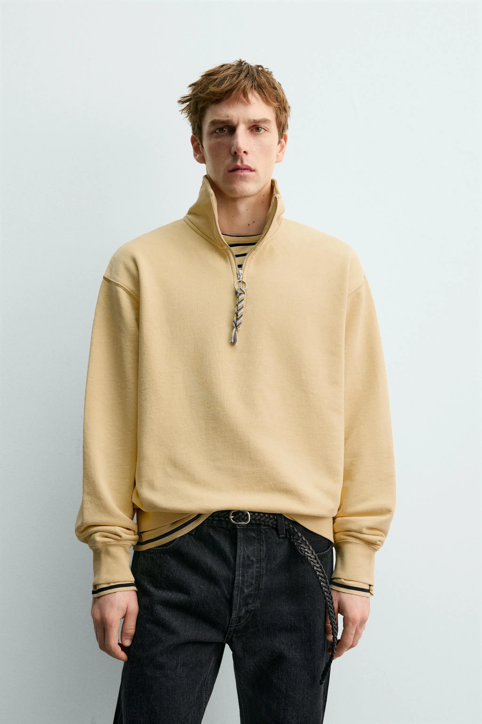 AARON LEVINE X ZARA سویشرت یقه دار با زیپ و نوار بافتنی
