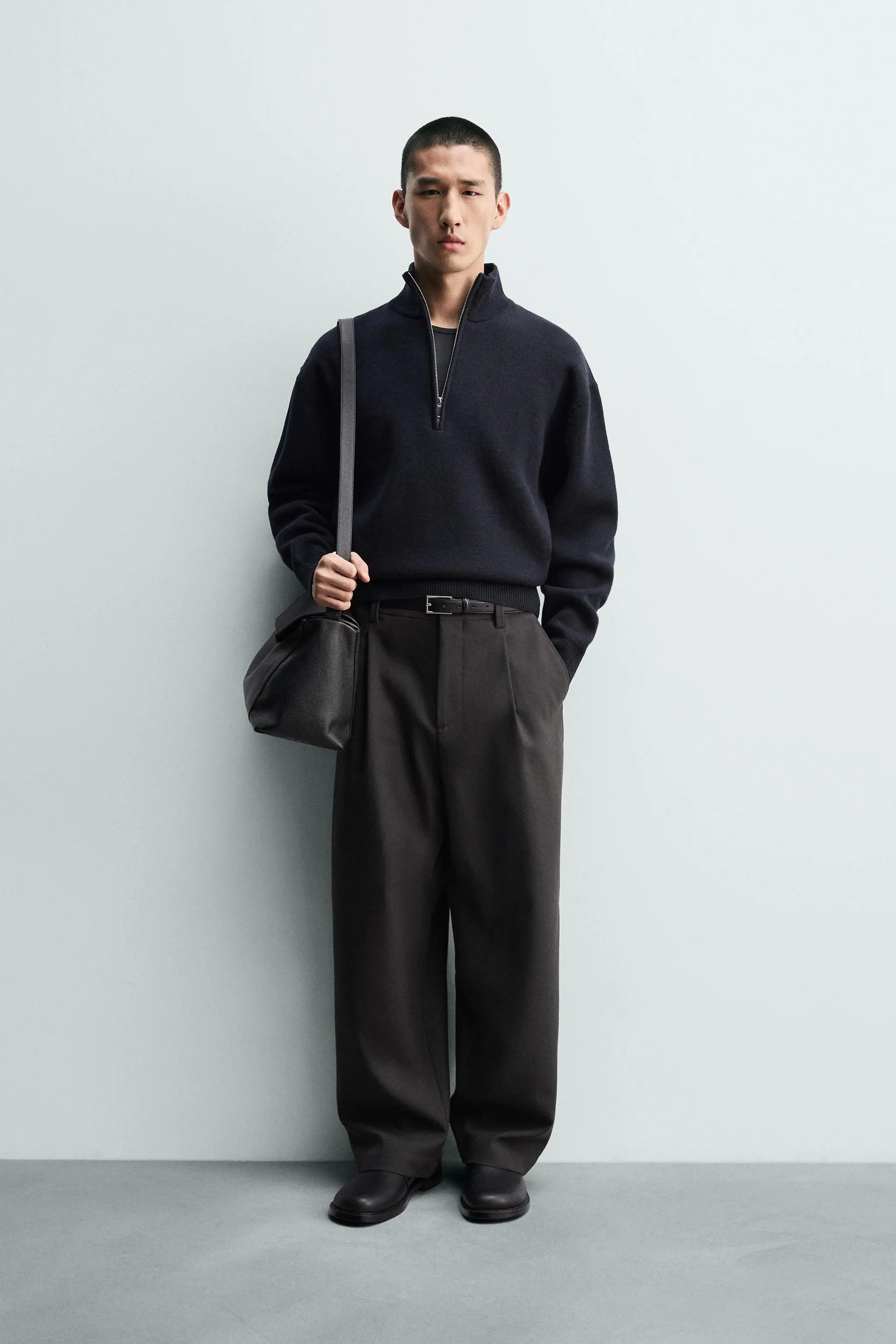 کاپشن یقه‌دار با زیپ جلو – مدل Quarter Zip