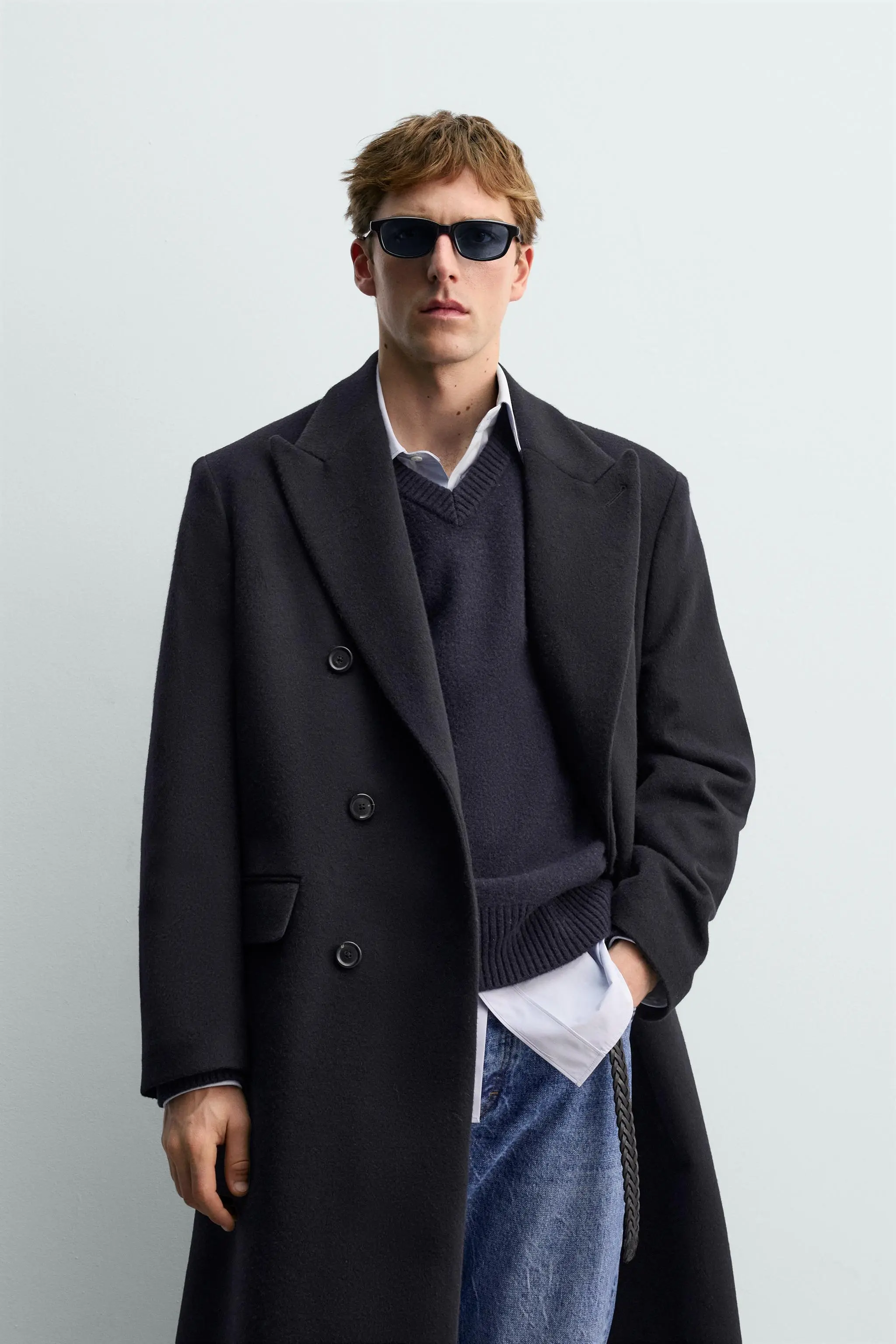 AARON LEVINE X ZARA کاپشن پشمی کروز با یقه برگردان