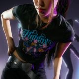 تی‌شرت چاپی آستین کوتاه شکارچیان شیطان کی‌پاپ Huntr/x-برشکا