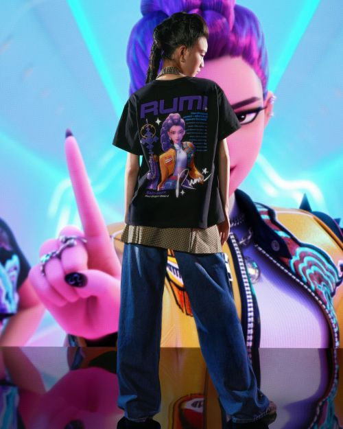 تی‌شرت چاپی آستین کوتاه شکارچیان شیطان کی‌پاپ Huntr/x-برشکا