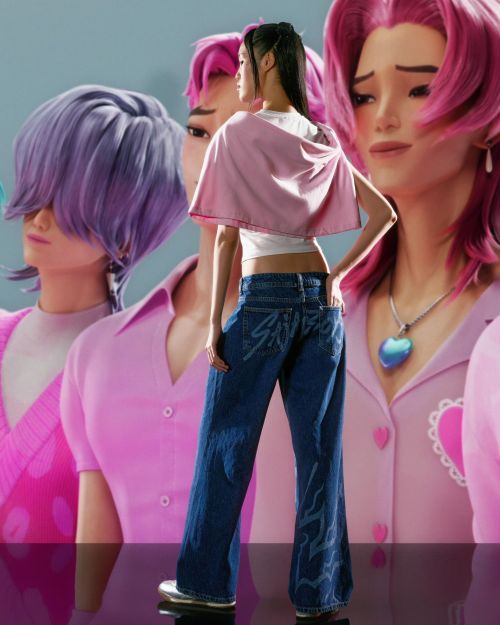 شلوار جین چاپی گشاد پسران ساجا شکارچیان شیطان کی‌پاپ-برشکا