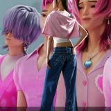 شلوار جین چاپی گشاد پسران ساجا شکارچیان شیطان کی‌پاپ-برشکا