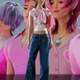 شلوار جین چاپی گشاد پسران ساجا شکارچیان شیطان کی‌پاپ-برشکا