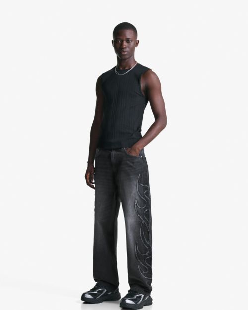 شلوار جین گشاد با پچ-برشکا