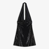 پیراهن کوتاه هالتر چین‌دار براق-برشکا