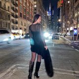 پیراهن مینی مخمل دانتل نامتقارن-برشکا