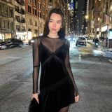 پیراهن مینی مخمل دانتل نامتقارن-برشکا