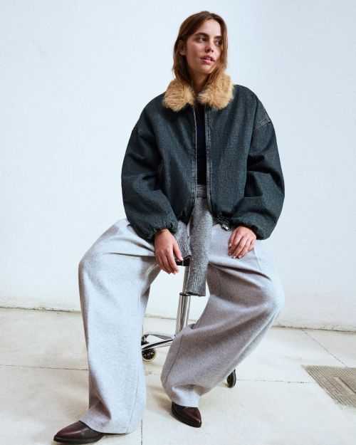 کت جین با یقه خز مصنوعی-برشکا