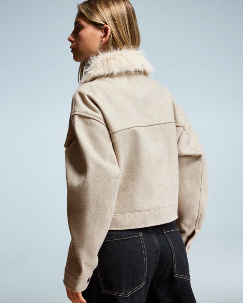 ژاکت نرم کامیون‌ران با یقه خز مصنوعی-برشکا