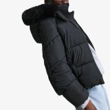 کاپشن پفی ضدآب با کلاه خزدار-برشکا