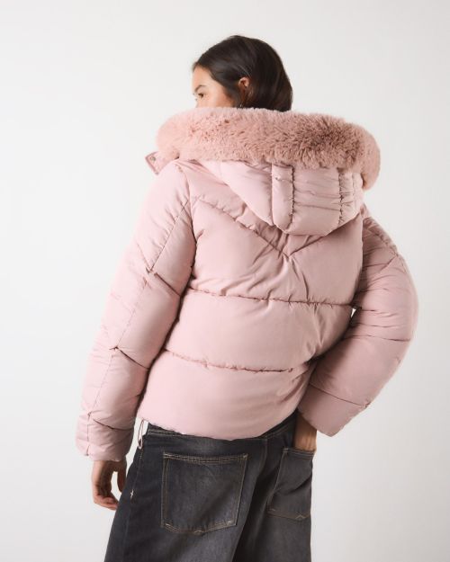 کاپشن پفی ضدآب با کلاه خزدار-برشکا