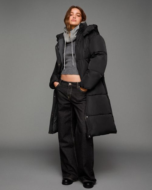 کاپشن پافر بلند با کلاه و ضدآب-برشکا