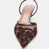 کفش پاشنه بلند پارچه‌ای براق-زارا