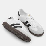 کفش ورزشی بندی سفید و مشکی یونی سکس با زیره ترمو و نوار کناری