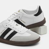 کفش ورزشی بندی سفید و مشکی یونی سکس با زیره ترمو و نوار کناری