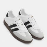 کفش ورزشی بندی سفید و مشکی یونی سکس با زیره ترمو و نوار کناری