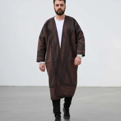 پالتوی کلاسیک بلند مردانه مدل خزدار، بیرون‌پوش زمستانی یونیسکس Bilqasmi