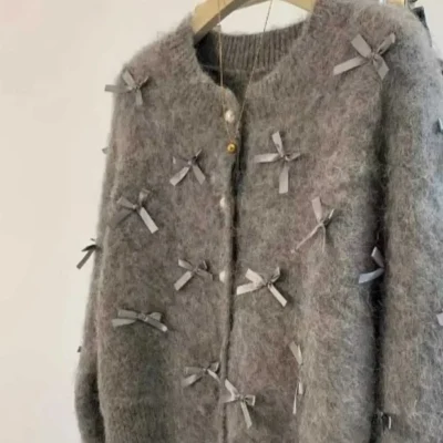 هیرکای پرنسسی زنانه با جزئیات روبان و پاپیون - گری یوموش Bulgun Butik