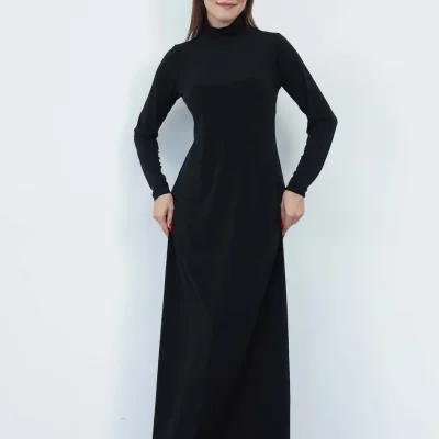 لباس ماکسی دورا مدل سندی یقه ماهی‌گیر مشکی Penyebizden