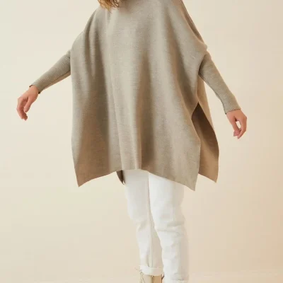 پانچو استاندارد بافت صاف DÜZ TRİKO Onno Style Women