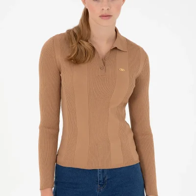 کشمیر زنانه یقه پولو شتری 50297087-VR015 U S Polo Assn
