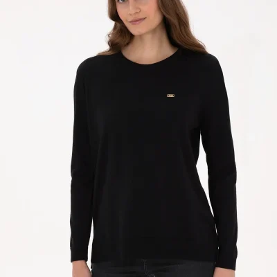 بافت زنانه مشکی یقه گرد مدل 50313579-VR046 U S Polo Assn