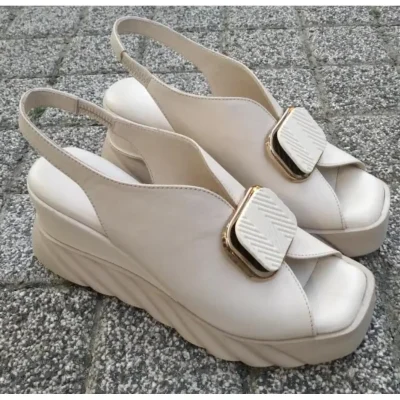 کفش زنانه N402 چرم اصل با زیره راحت و طبی تابستانی Nish