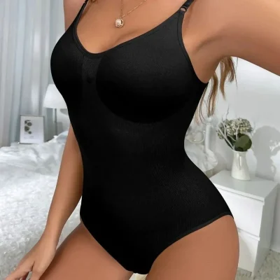 بدن‌نمای سفت‌کننده مشکی با بند و دکمه، مدل Push Up Sweet Sauna
