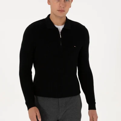 کاپشن نیمه زیپ دار مشکی ساده مردانه مدل 50313685-VR046 U S Polo Assn