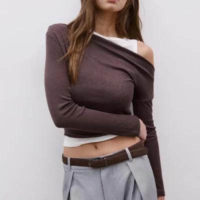 تیشرت دو لایه نامتقارن Stradivarius