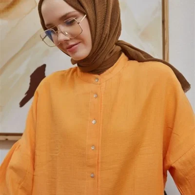 شال بورومجک رنگ قهوه‌ای سوخته (بدون نیاز به اتو، بافت سبک و تنفس‌پذیر، ابعاد بزرگ و نازک) Salland
