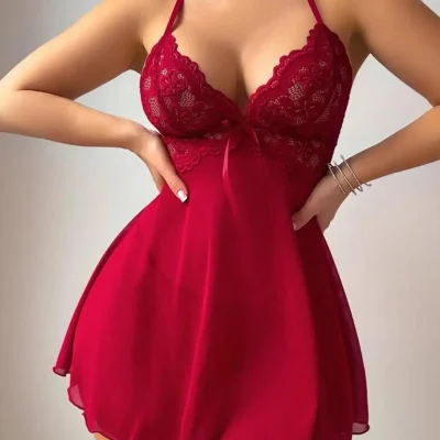 شب‌پوش توری زنانه با جزئیات دانتل شیک Rose Alexandra