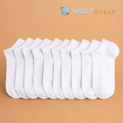 بسته اقتصادی ۱۰ جفت جوراب سفید پاتیک Vast Corap
