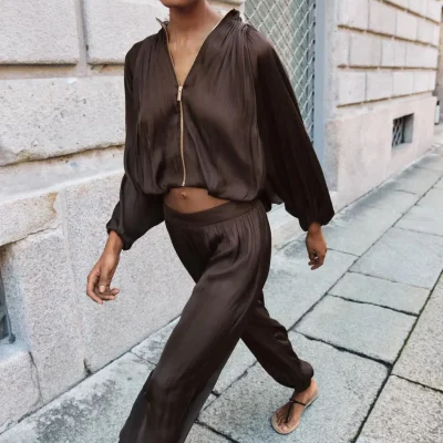 بومبر جکت ساتن بادکنکی zara